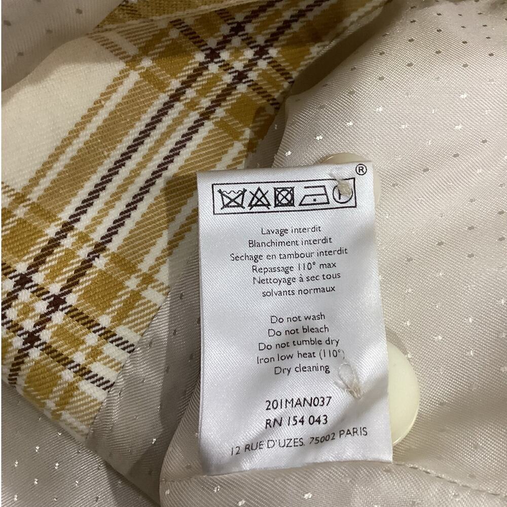 Sezane Christie Jacket Carreau Tile Plaid In Beige Ochre Bordeaux 38 US Size 6 - Picture 14 of 15